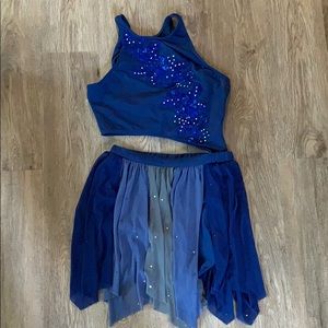 Dance costume with crystals and embellishment